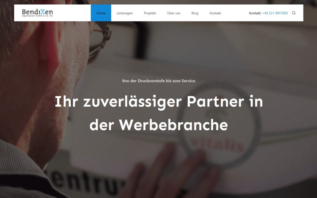 Neue Website für Bendixen Applikation aus Köln